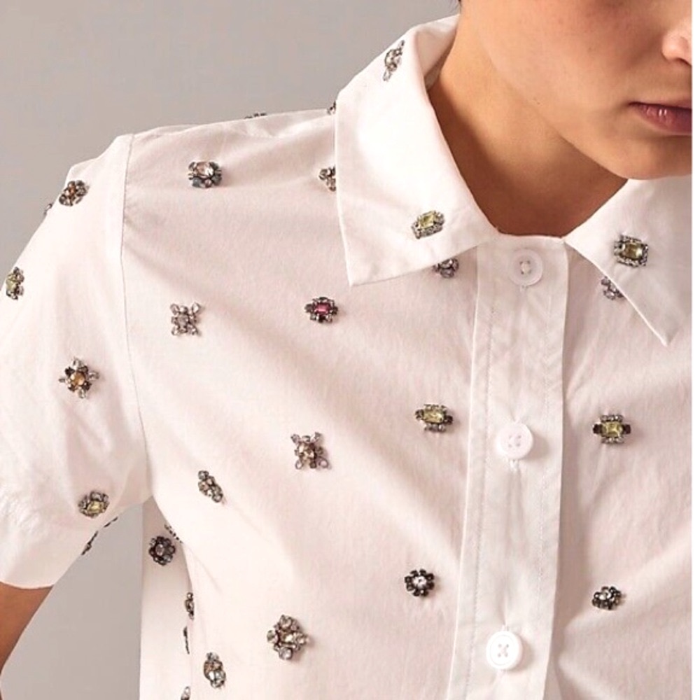 NWT J.Crew Collection Gamine Jewel Embellished Top Size 4